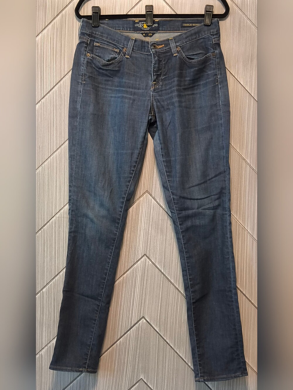 Lucky Brand 8 Charlie Skinny Jeans Dark Wash Blue Denim Country Casual Chic